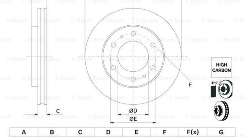 Disc frana punte fata (0986479F45 BOSCH) FIAT,MITSUBISHI