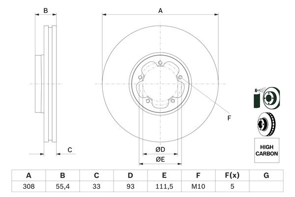 Disc frana punte fata (0986479F46 BOSCH) FORD
