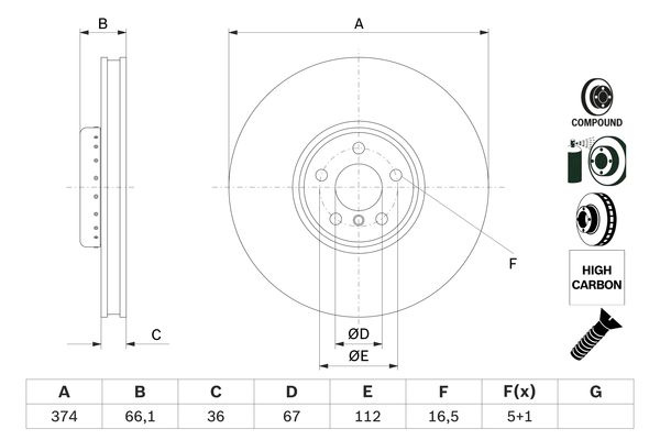 Disc frana punte fata (0986479F54 BOSCH) BMW