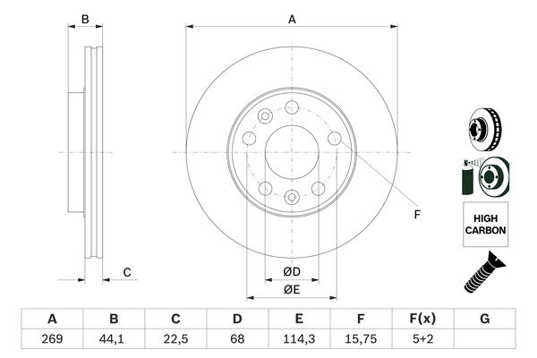 Disc frana punte fata (0986479F65 BOSCH) RENAULT