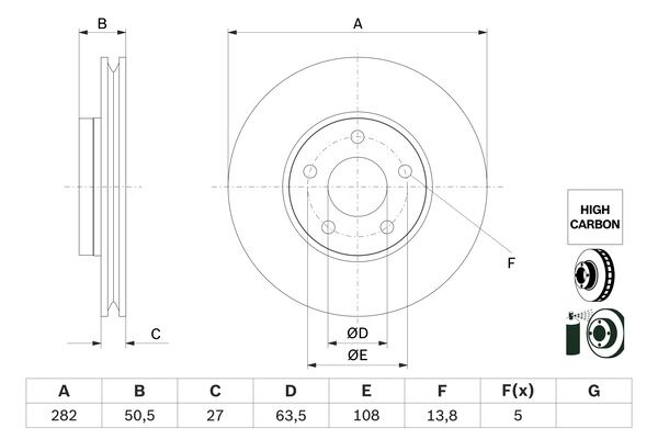 Disc frana punte fata (0986479F81 BOSCH) FORD