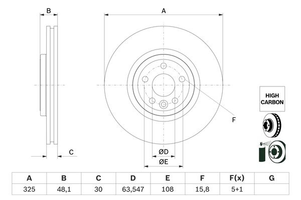 Disc frana punte fata (0986479G32 BOSCH) LAND ROVER