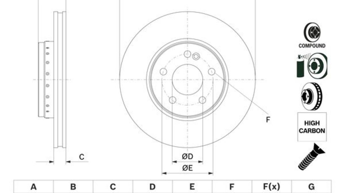 Disc frana punte fata (0986479G41 BOSCH) MERCEDES-BENZ