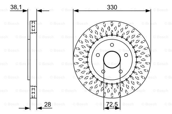 Disc frana punte fata (0986479V85 BOSCH) FIAT,LANCIA