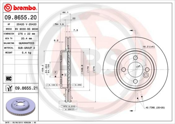 Disc frana punte fata (09865521 ABS) MINI