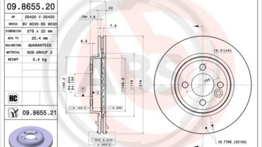 Disc frana punte fata (09865521 ABS) MINI