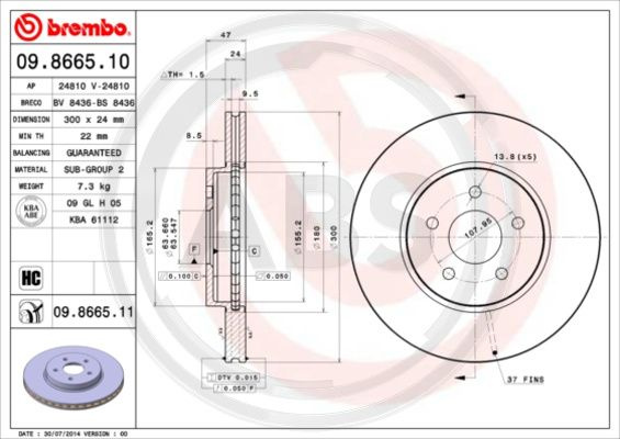 Disc frana punte fata (09866511 ABS) FORD,FORD (CHANGAN),JAGUAR