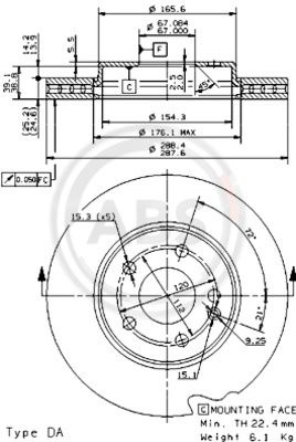 Disc frana punte fata (09868111 ABS) MERCEDES-BENZ