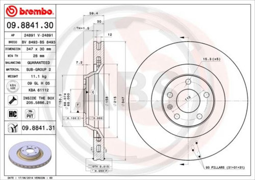 Disc frana punte fata (09884131 ABS) AUDI,AUDI (FAW)