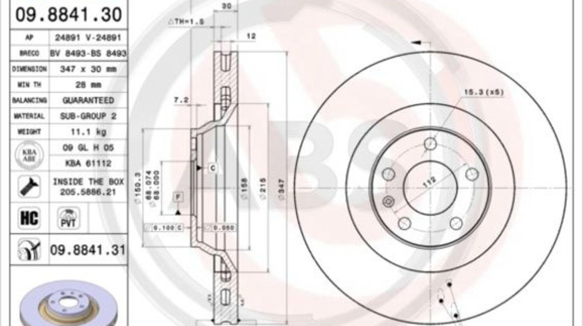 Disc frana punte fata (09884131 ABS) AUDI,AUDI (FAW)