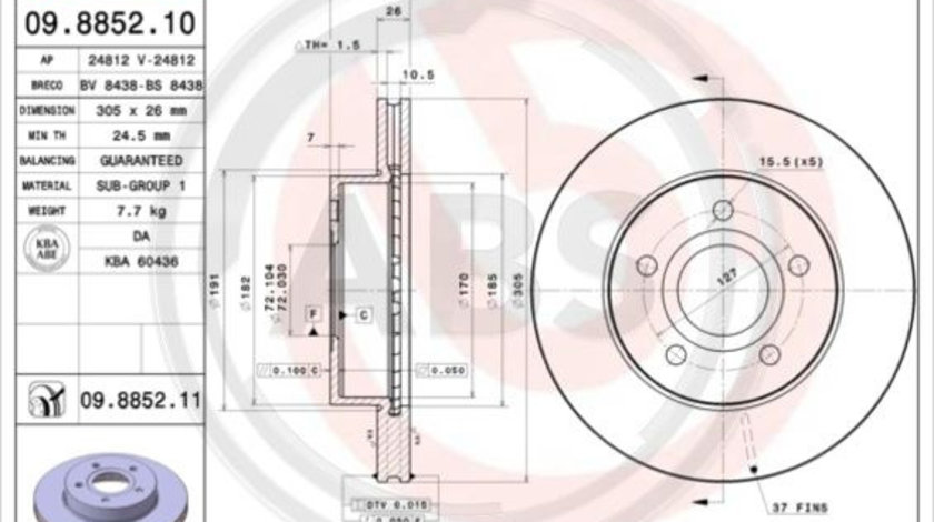 Disc frana punte fata (09885211 ABS) BEIJING BENZ (BBDC),JEEP,JEEP (BJC)