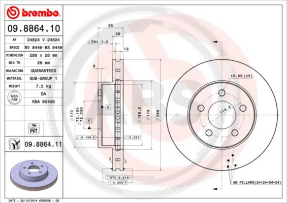 Disc frana punte fata (09886411 ABS) JEEP