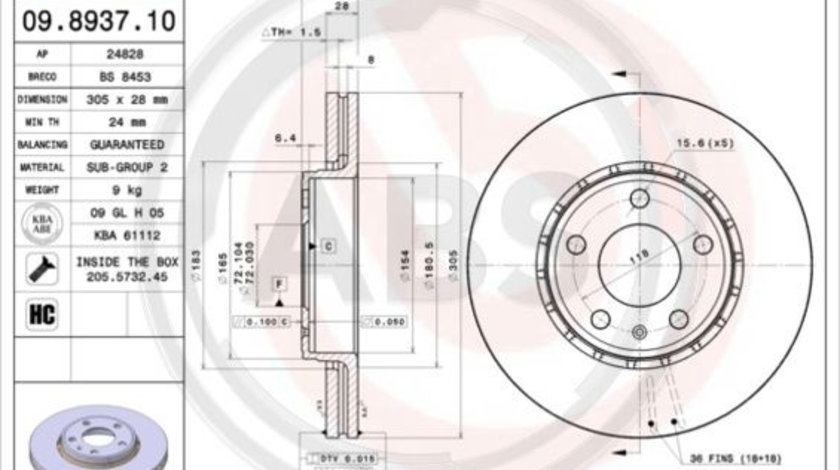 Disc frana punte fata (09893711 ABS) NISSAN,OPEL,RENAULT,VAUXHALL