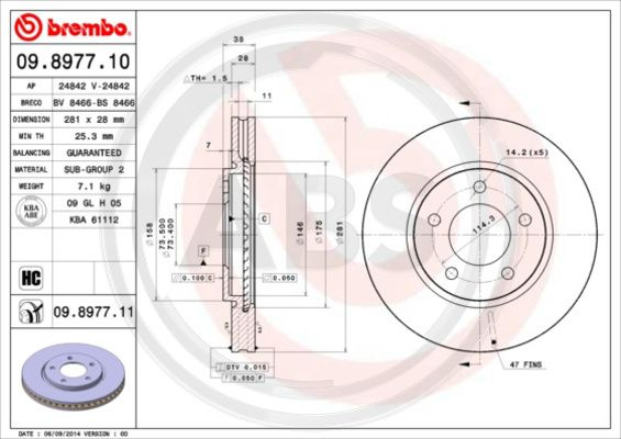 Disc frana punte fata (09897711 ABS) CHRYSLER,DODGE