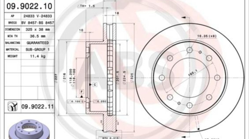 Disc frana punte fata (09902211 ABS) CHEVROLET,GMC