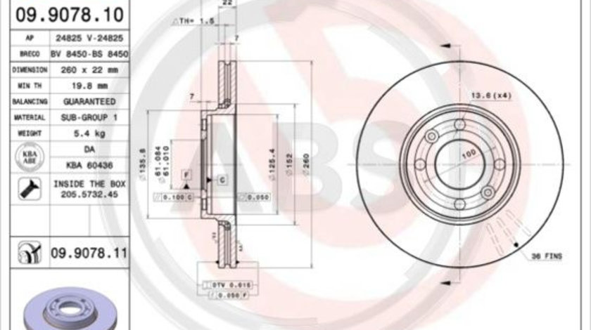 Disc frana punte fata (09907811 ABS) DACIA,LADA,NISSAN,NISSAN (DFAC),RENAULT