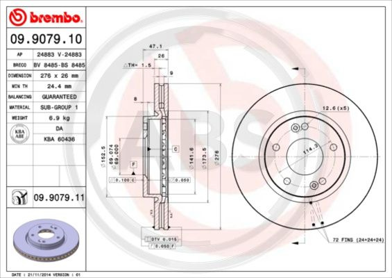 Disc frana punte fata (09907911 ABS) HYUNDAI