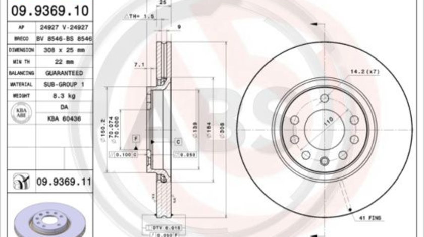 Disc frana punte fata (09936911 ABS) OPEL,SAAB,VAUXHALL