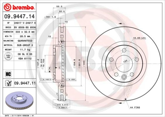 Disc frana punte fata (09944711 ABS) VW