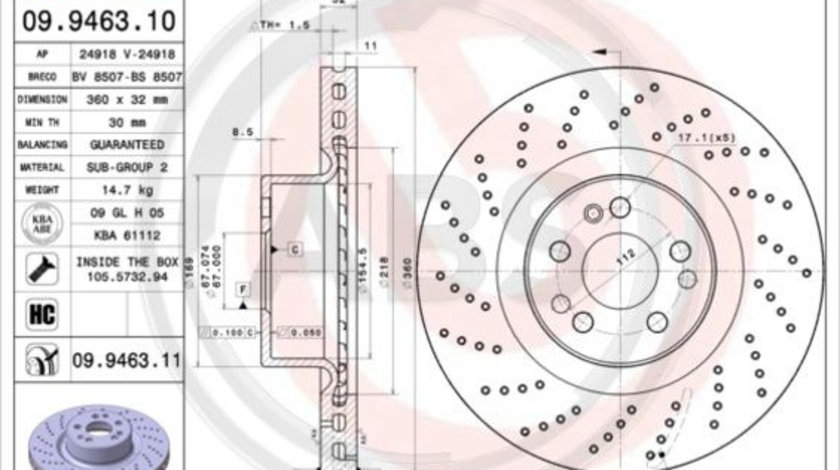 Disc frana punte fata (09946311 ABS) MERCEDES-BENZ