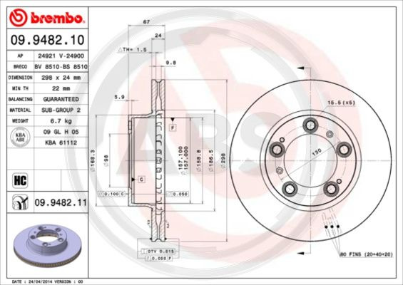 Disc frana punte fata (09948211 ABS) PORSCHE