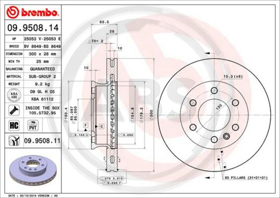 Disc frana punte fata (09950811 ABS) MERCEDES-BENZ,VW