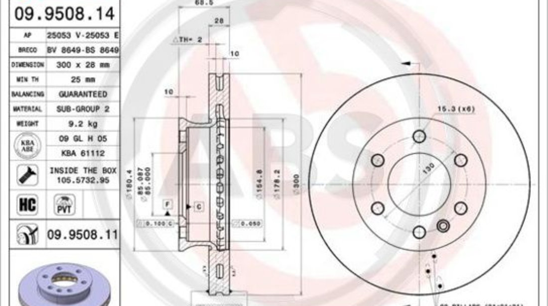 Disc frana punte fata (09950811 ABS) MERCEDES-BENZ,VW