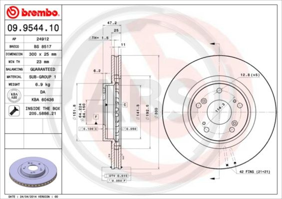 Disc frana punte fata (09954411 ABS) HONDA