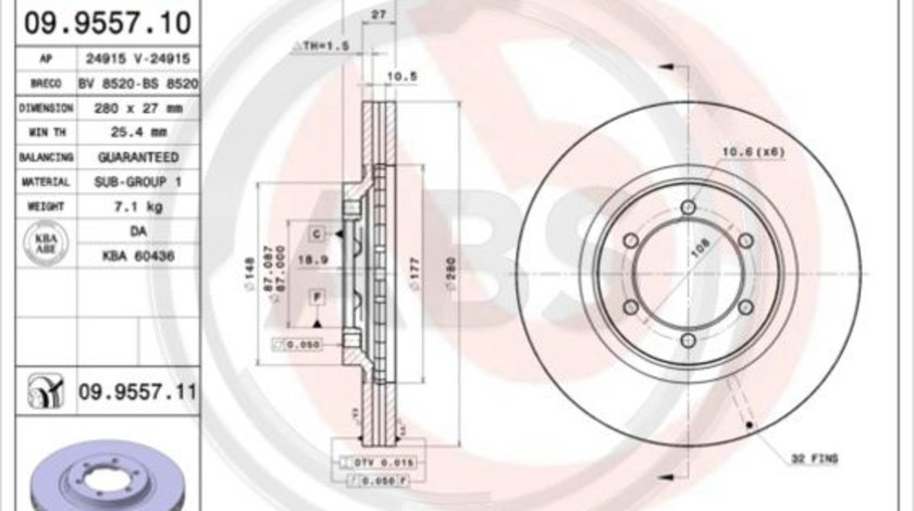 Disc frana punte fata (09955711 ABS) HAWTAI,HYUNDAI