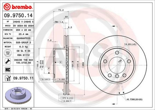 Disc frana punte fata (09975011 ABS) BMW