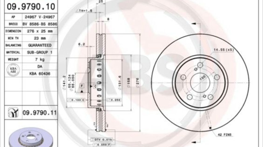 Disc frana punte fata (09979011 ABS) TOYOTA