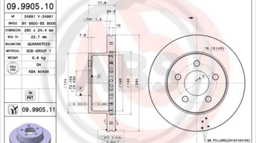 Disc frana punte fata (09990511 ABS) JEEP