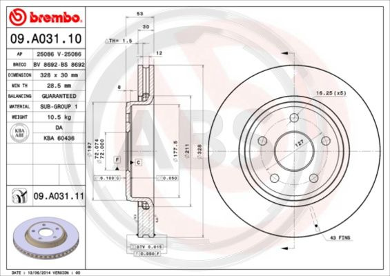 Disc frana punte fata (09A03111 ABS) JEEP