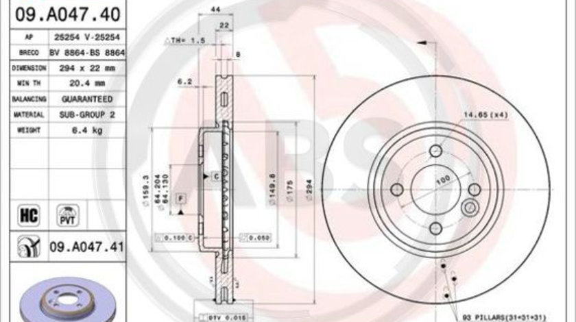 Disc frana punte fata (09A04741 ABS) MINI