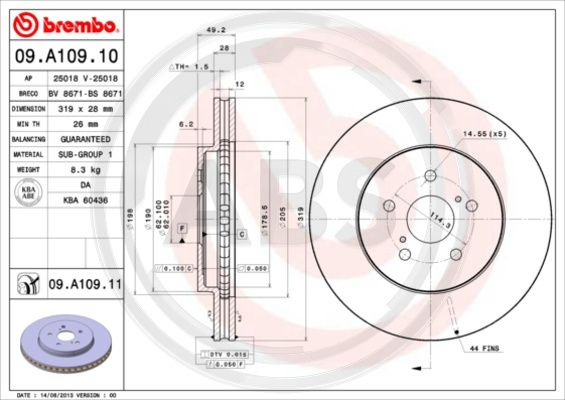 Disc frana punte fata (09A10911 ABS) LEXUS,TOYOTA