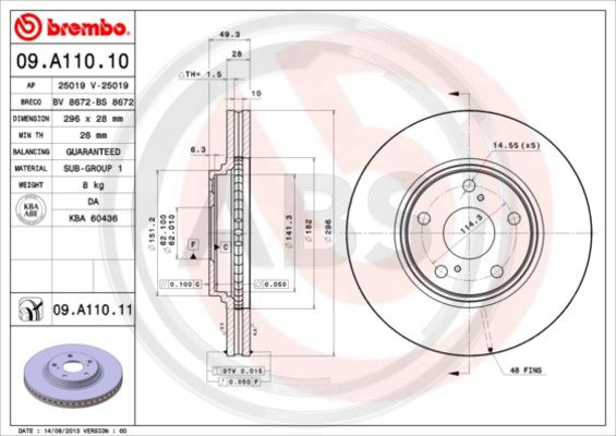 Disc frana punte fata (09A11011 ABS) LEXUS,TOYOTA