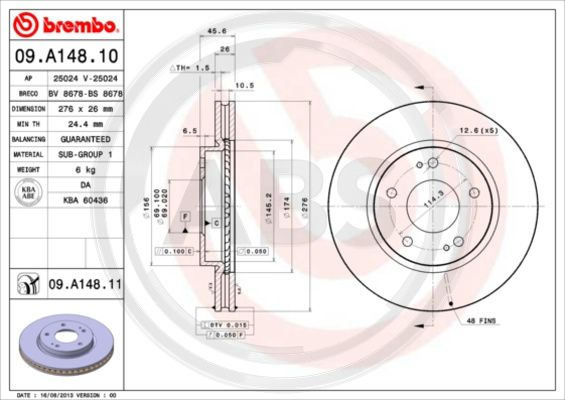 Disc frana punte fata (09A14811 ABS) MITSUBISHI,MITSUBISHI (SOUEAST)
