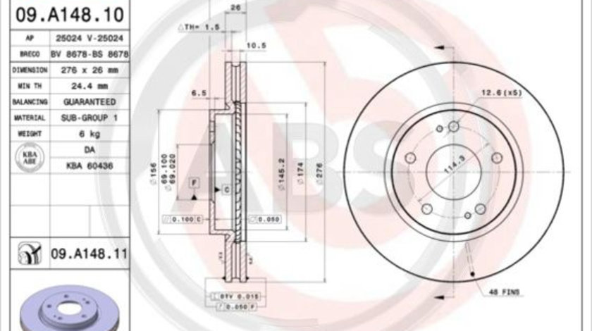 Disc frana punte fata (09A14811 ABS) MITSUBISHI,MITSUBISHI (SOUEAST)