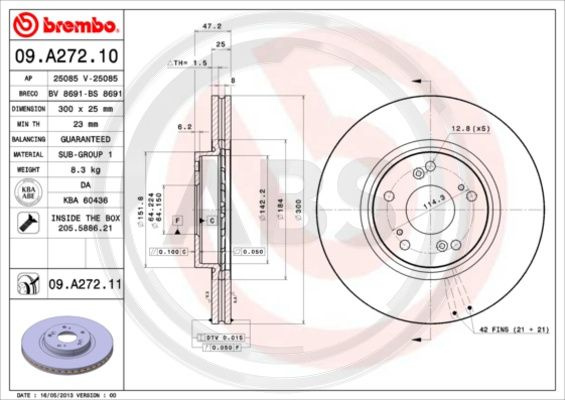 Disc frana punte fata (09A27211 ABS) HONDA