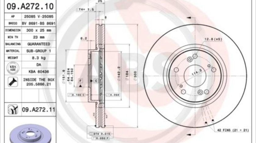 Disc frana punte fata (09A27211 ABS) HONDA