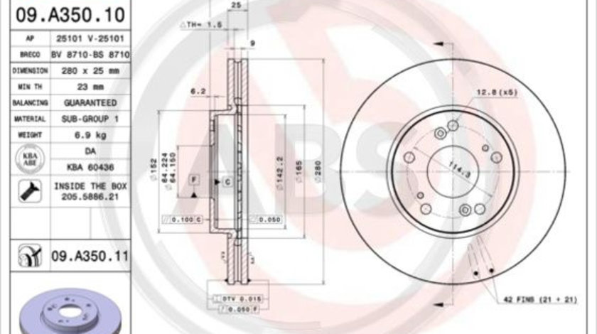 Disc frana punte fata (09A35011 ABS) HONDA