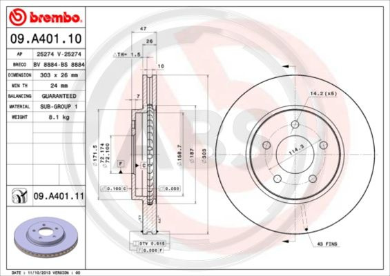 Disc frana punte fata (09A40111 ABS) FORD,FORD USA,MAZDA