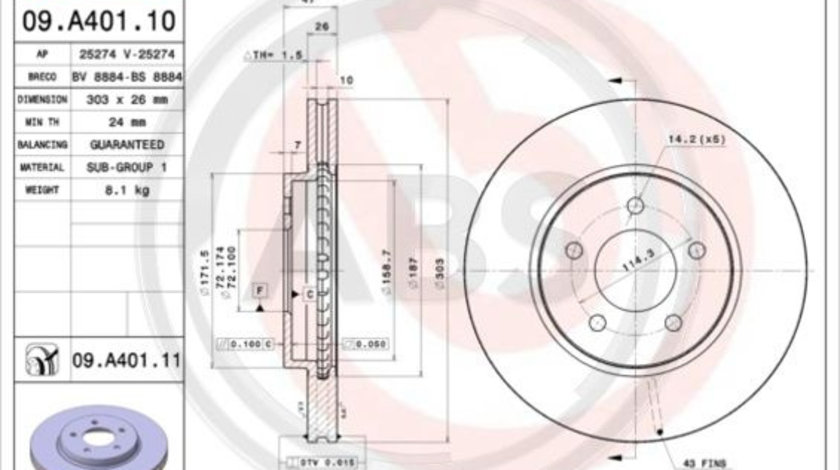 Disc frana punte fata (09A40111 ABS) FORD,FORD USA,MAZDA