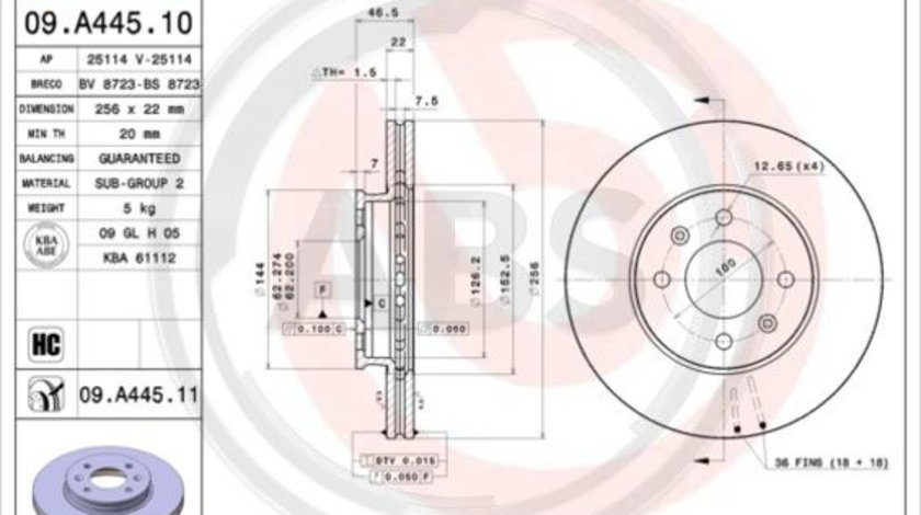 Disc frana punte fata (09A44511 ABS) HYUNDAI,HYUNDAI (BEIJING),KIA,KIA (DYK)