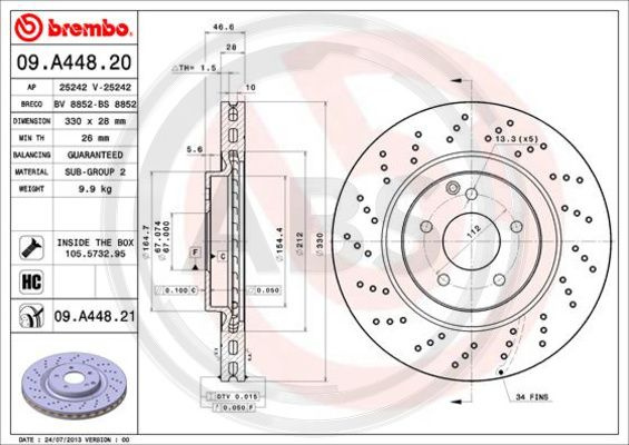 Disc frana punte fata (09A44821 ABS) MERCEDES-BENZ