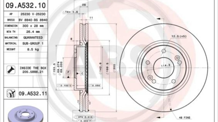 Disc frana punte fata (09A53211 ABS) HYUNDAI,HYUNDAI (BEIJING),KIA,KIA (DYK)