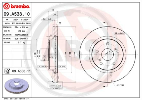 Disc frana punte fata (09A53811 ABS) SUZUKI