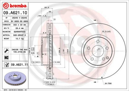 Disc frana punte fata (09A62111 ABS) MERCEDES-BENZ,MERCEDES-BENZ (BBDC)
