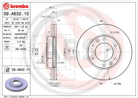 Disc frana punte fata (09A63211 ABS) KIA