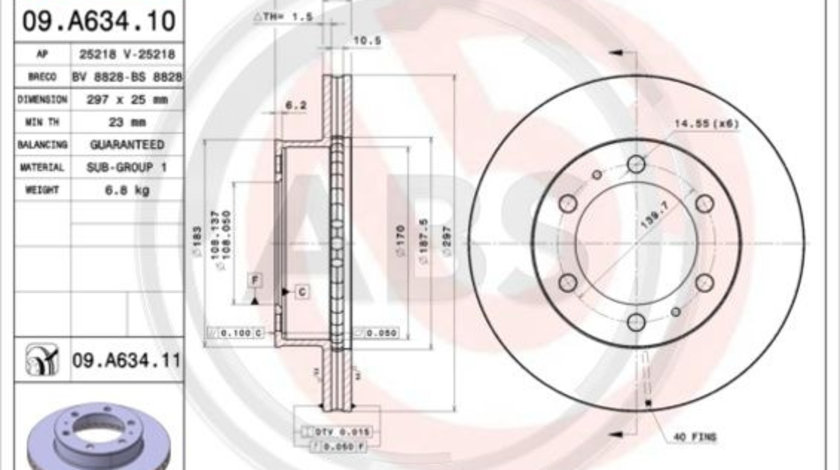 Disc frana punte fata (09A63411 ABS) TOYOTA